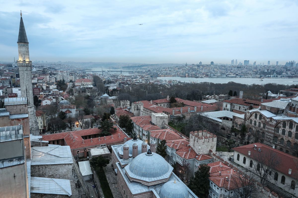 Ayasofya'nın minaresinden tarihi yarımada görüntüsü