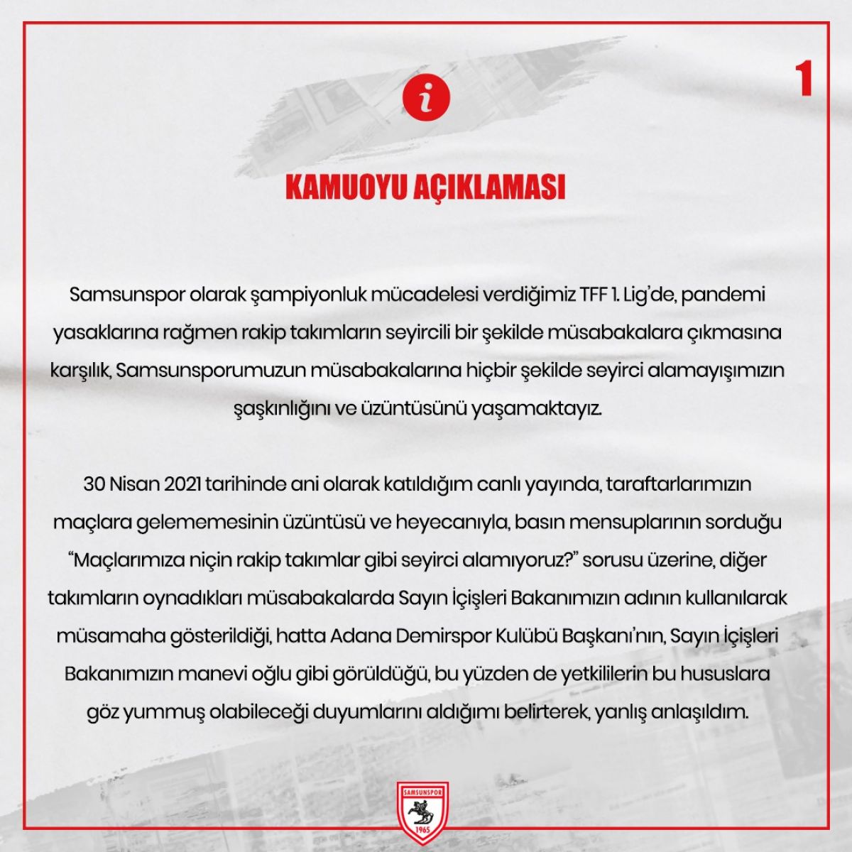 Samsunspor Başkanı Yüksel Yıldırım: Yanlış anlaşıldım