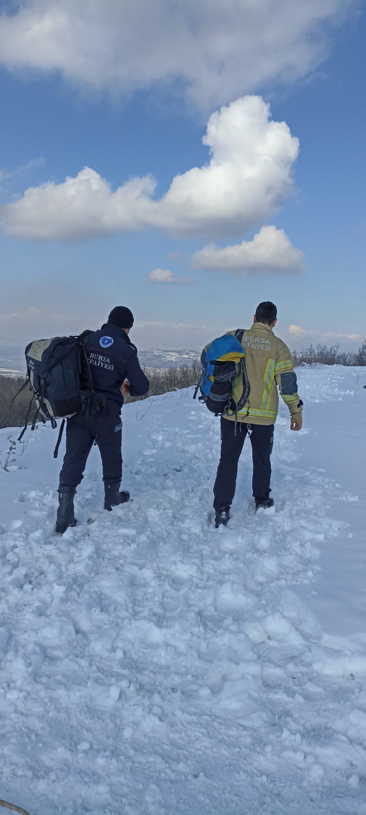 Bursa da kırılan buzlu gölete düşen köpek, son anda kurtarıldı #2