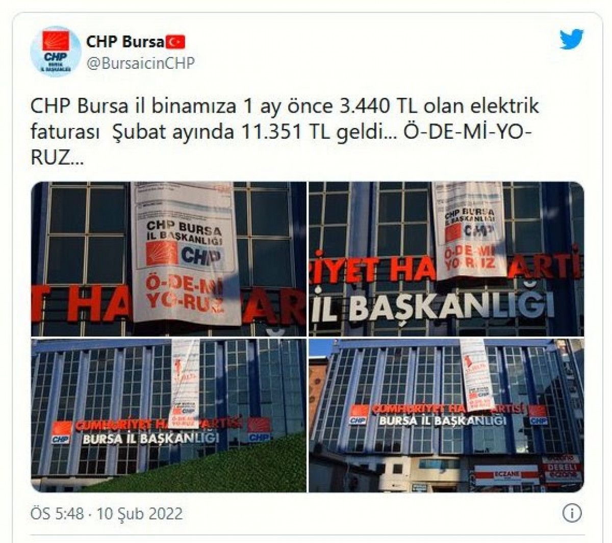 Bursa da faturasını ödemeyen CHP nin elektriği kesildi #4