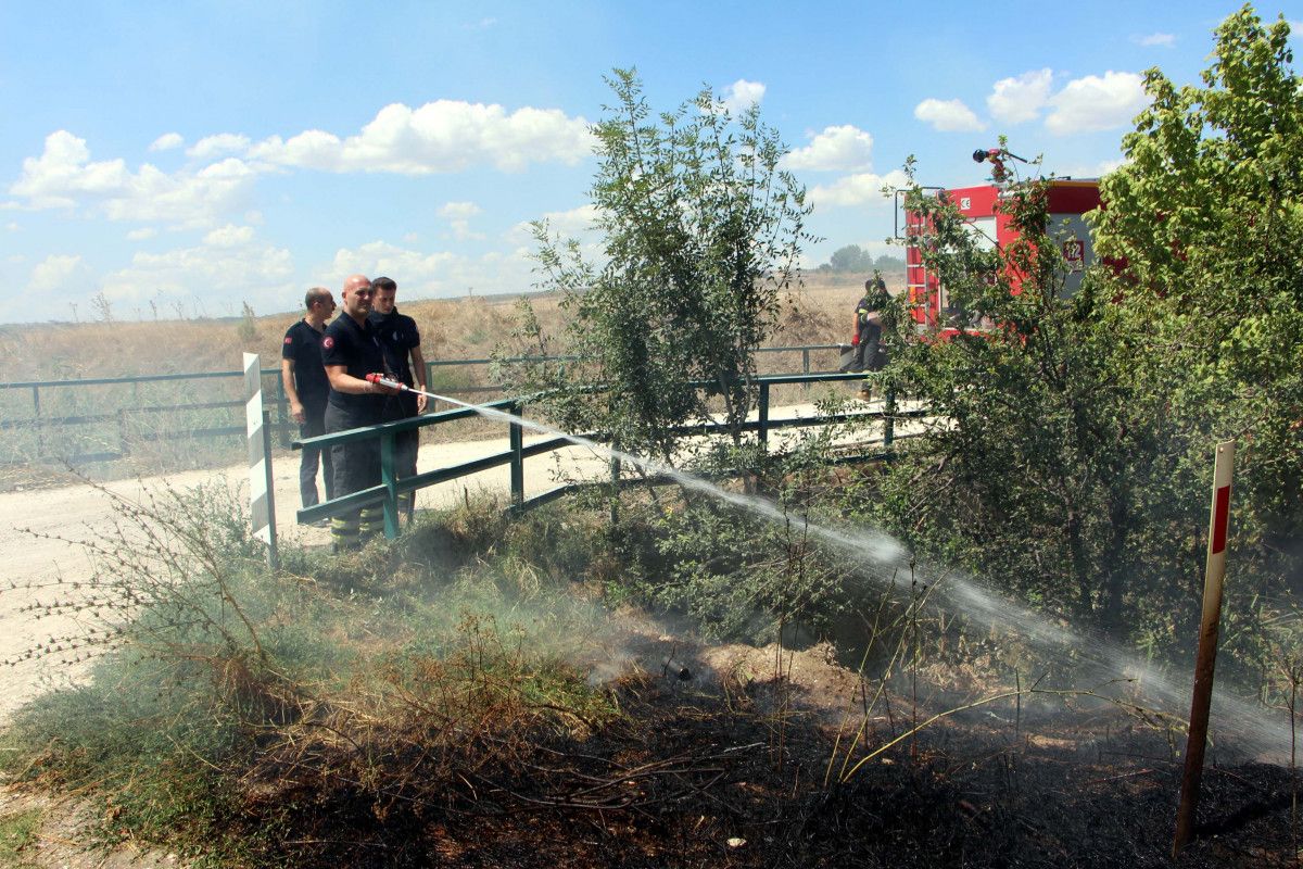 Edirne de otluk yangını yerleşim yerlerine sıçramadan söndürüldü #4