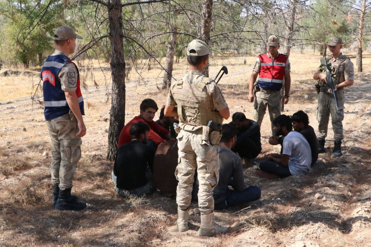 Şanlıurfa da fıstık bahçesinde saklanan 28 kaçak göçmen yakalandı #2