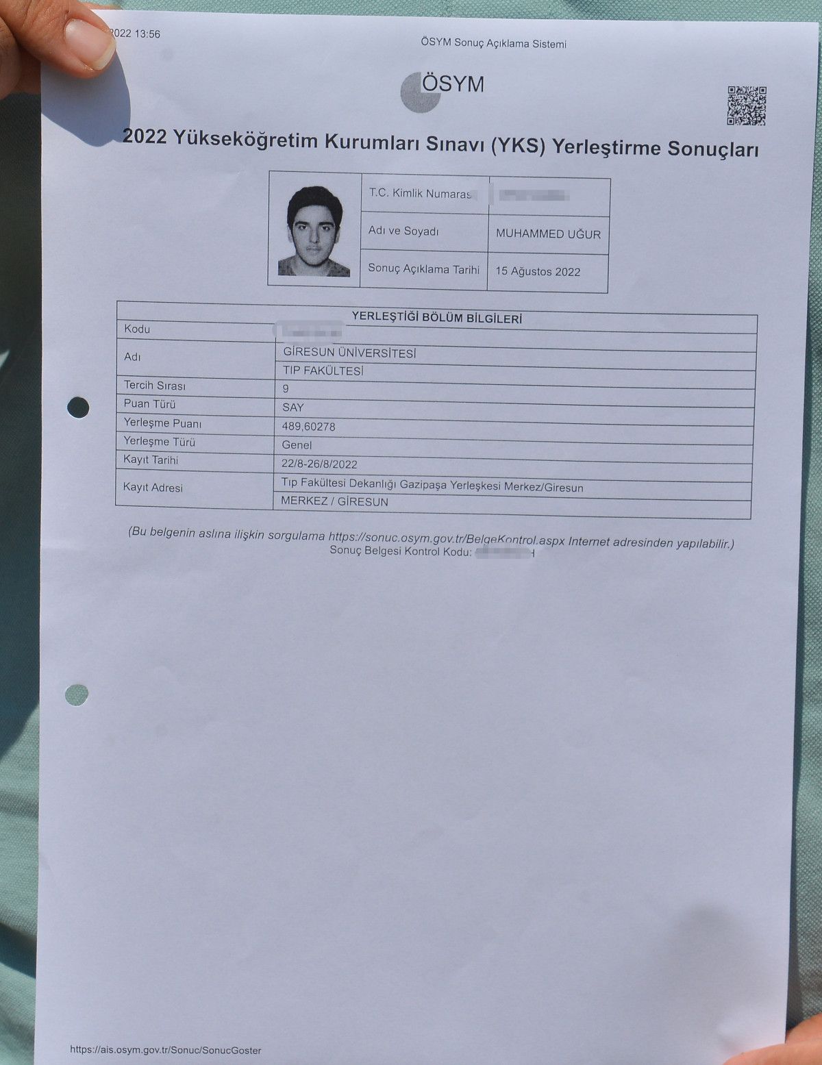 Devlet korumasındaki Muhammed tıp fakültesini kazandı #1