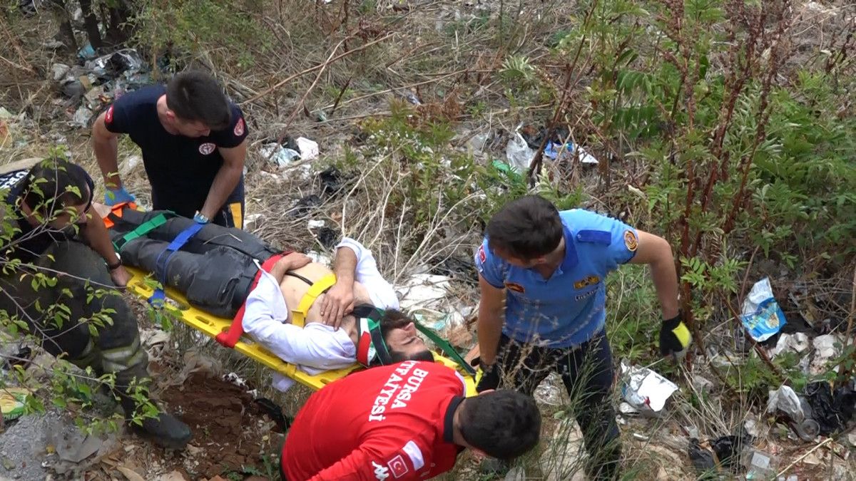 Bursa manzarası dengesini bozdu 10 metreden düştü #1