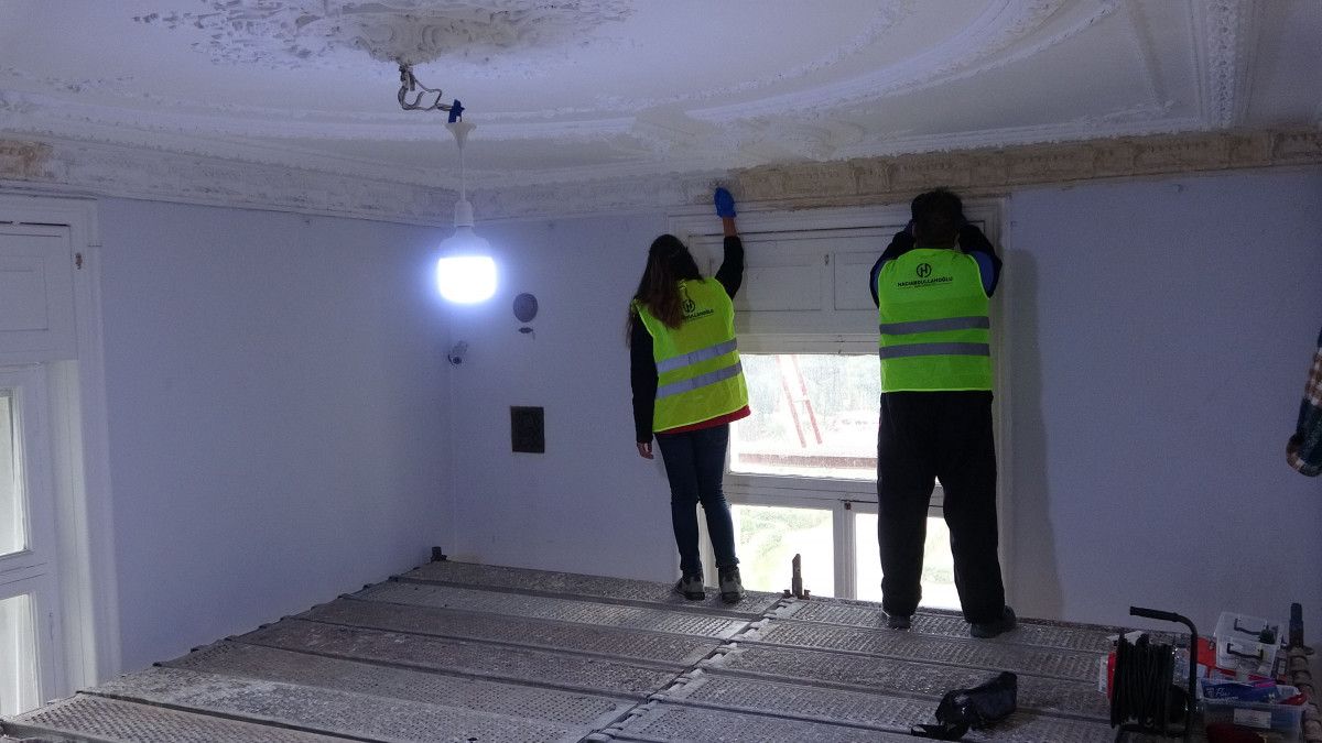 Trabzon da Atatürk Köşkü nün restorasyonu titizlikle yürütülüyor #5