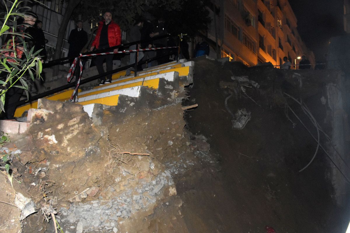 İstanbul da inşaatın istinat duvarı yıkıldı #5
