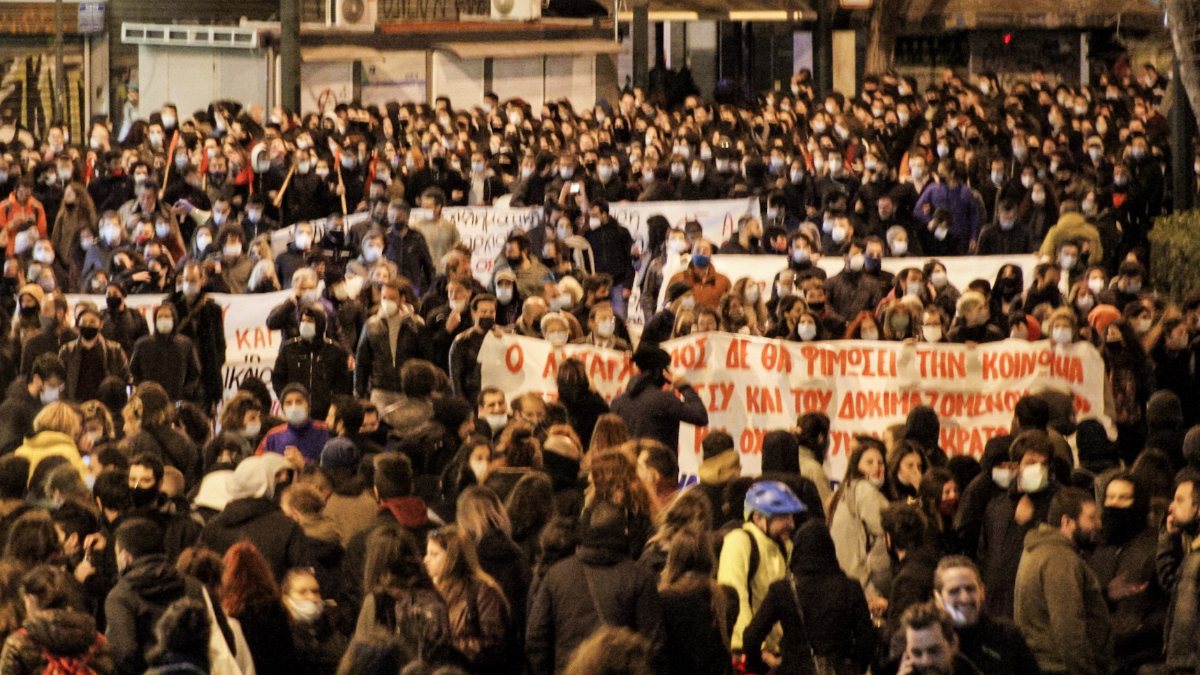 Anti-government protest on the streets of Greece