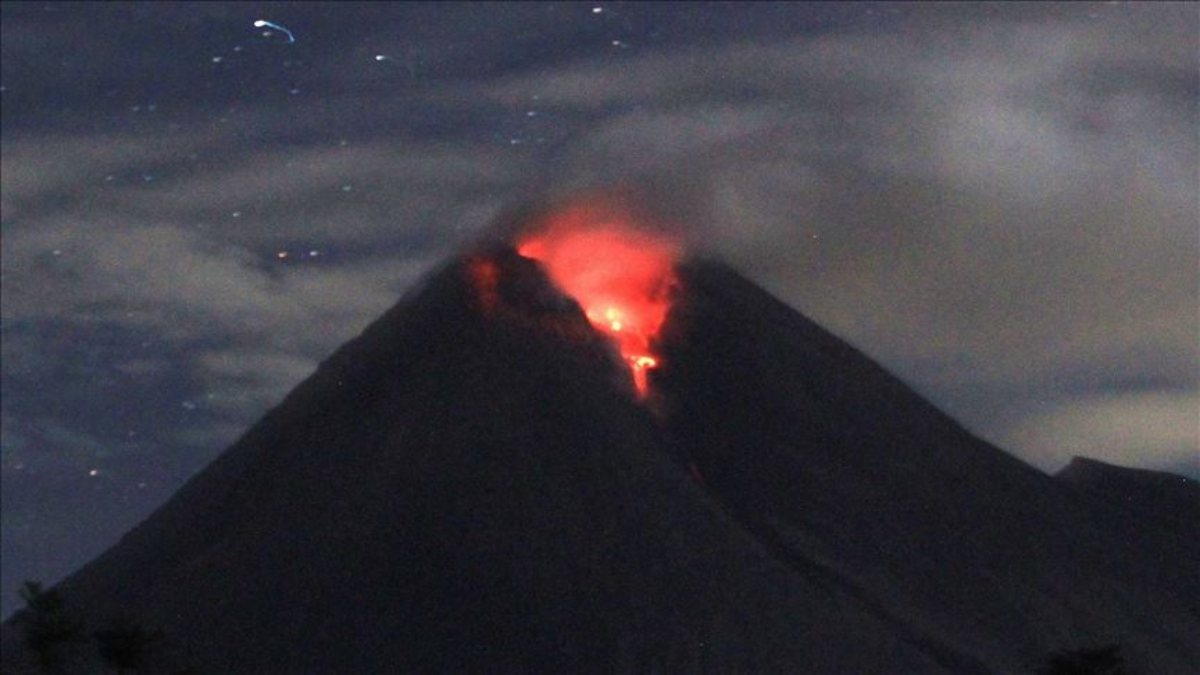 The eruption of Mount Merapi in Indonesia