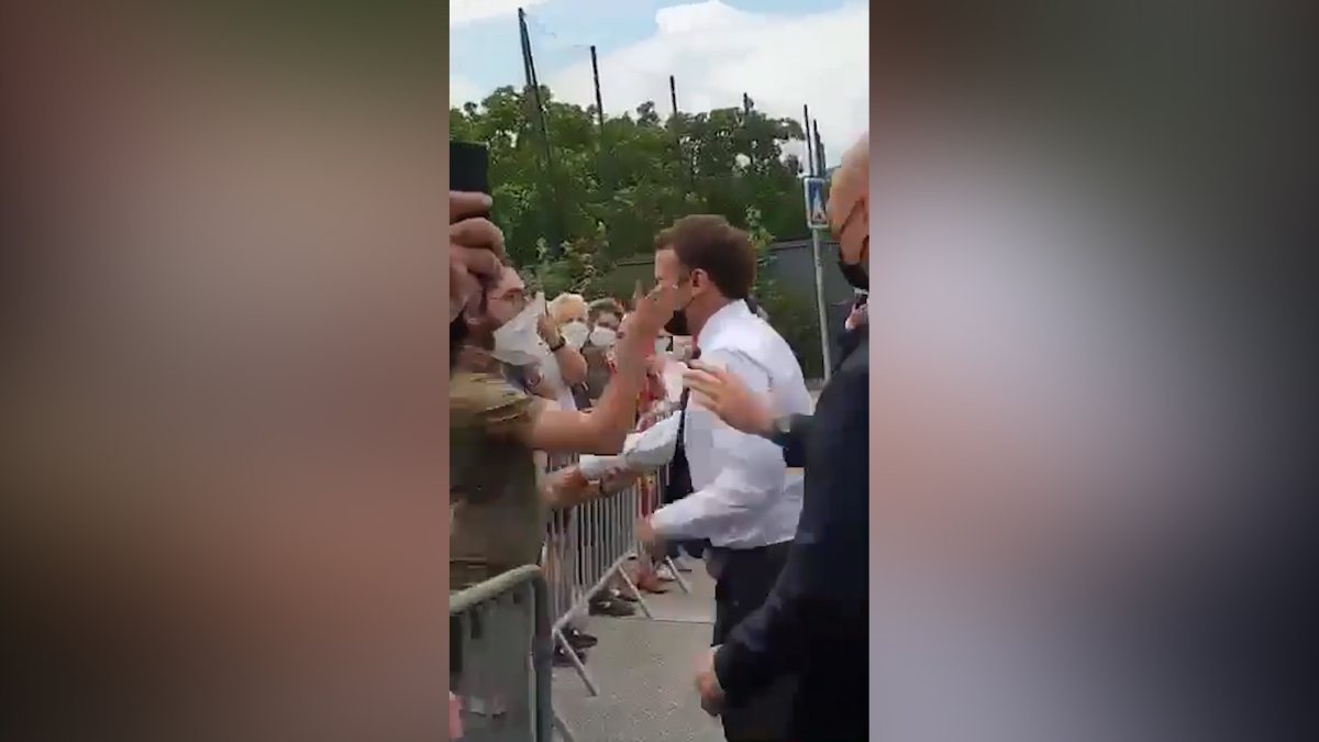Emmanuel Macron slapped