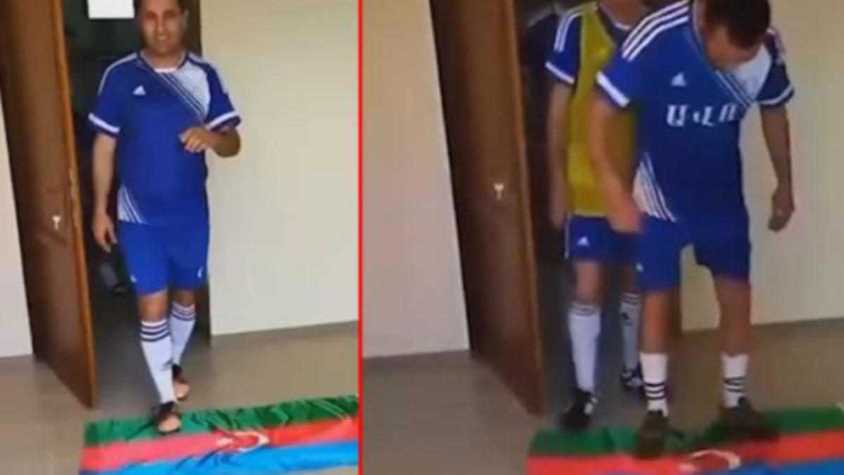 Armenian football players stepped on the Azerbaijani flag in Hocavend