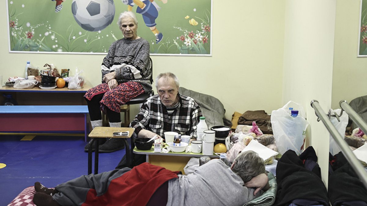 Civilians take shelter in schools in Ukraine