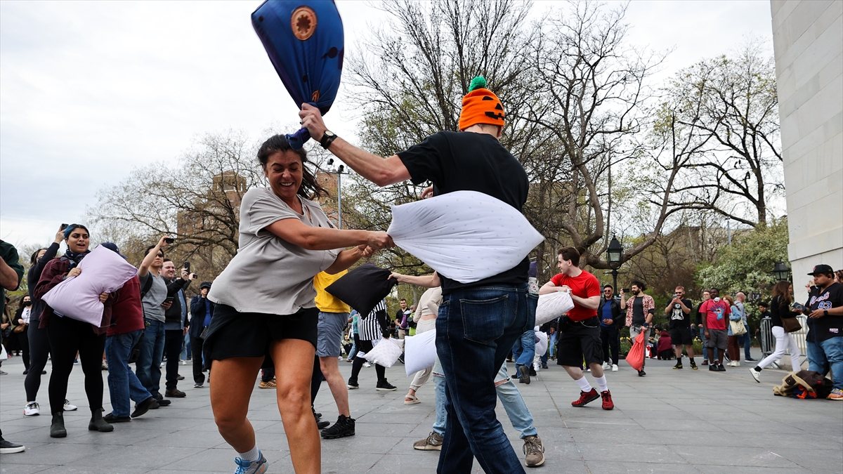 Pillow fight held in New York