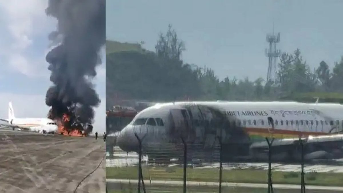 Plane in China surrendered to flames during takeoff