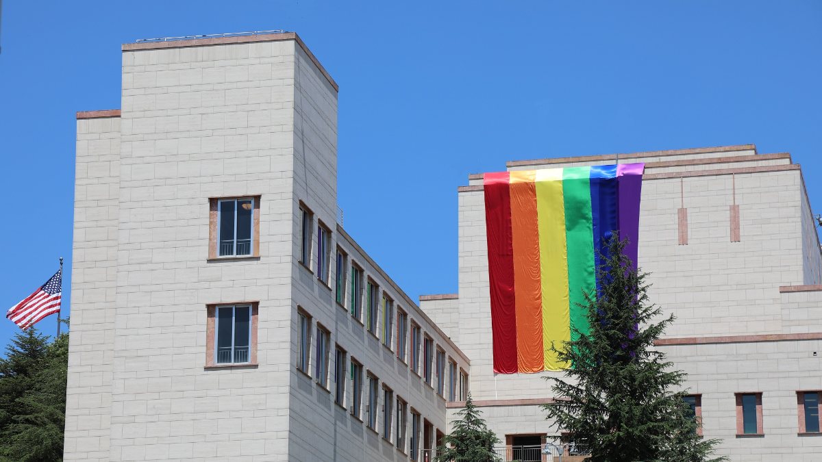 LGBTI flag hangs on US Consulate General