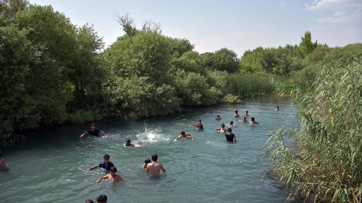 People in Sulaymaniyah enter the rivers to cool off.