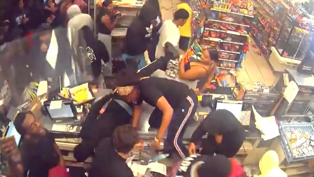 Looters in the USA smashed the shop they entered