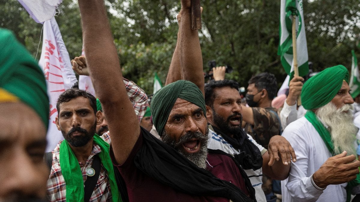 Farmers in India staged a demonstration