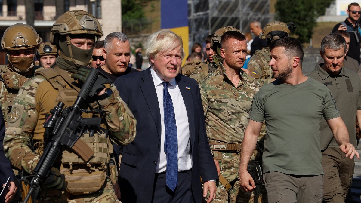 British Prime Minister Johnson arrives in Kiev