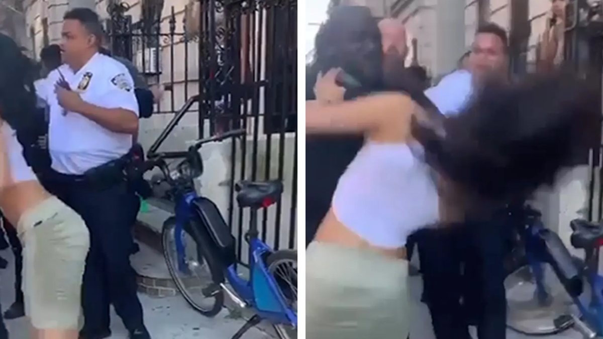 Fist attack on woman by US police