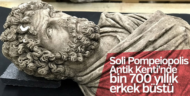 Soli Pompeiopolis Antik Kenti'nde erkek büstü bulundu
