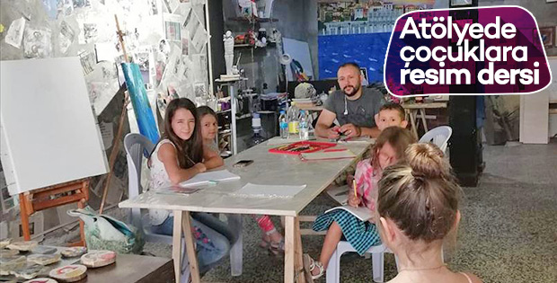 Sivaslı sanatçıdan, Balatlı çocuklara resim dersi