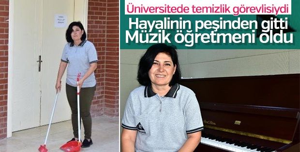 Temizlik görevlisi olduğu üniversitede öğretmen oldu