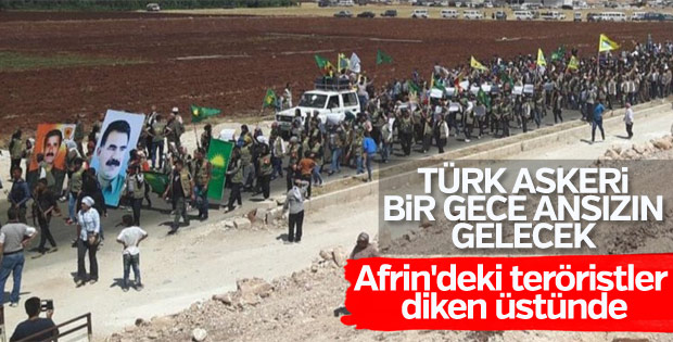 Afrin'de PKK'lıların protesto yürüyüşü
