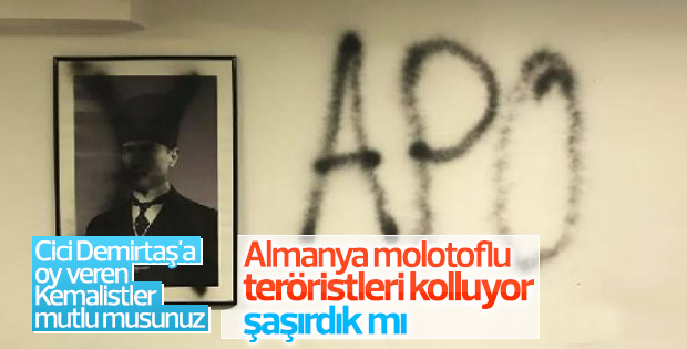 Münih'te PKK'lılar Atatürk fotoğraflarını karaladı
