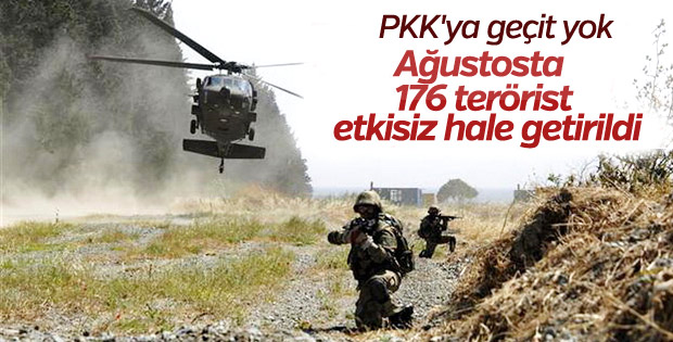 Terör örgütü PKK'ya ağustosta da ağır darbe