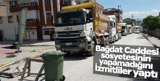 Kocaeli'de vatandaşlardan hafriyat kamyonlarına tepki