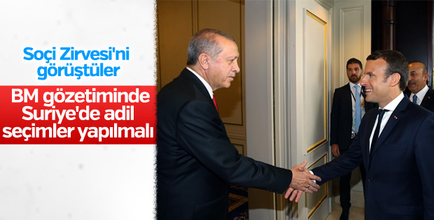 Erdoğan, Macron'la görüştü