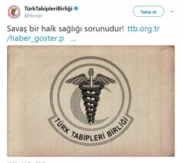 Türk Tabipler Birliği, Zeytin Dalı'na karşı