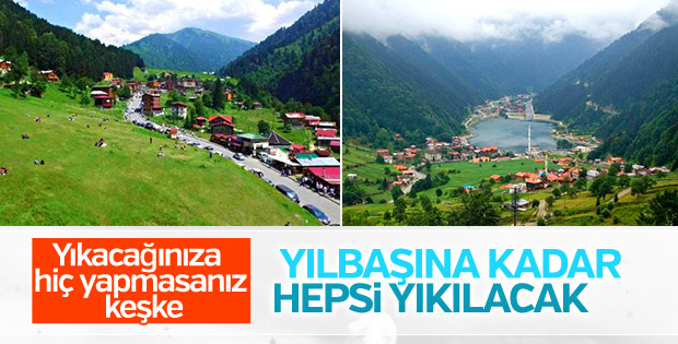 Uzungöl'de yıkılacak tesisler tespit edildi