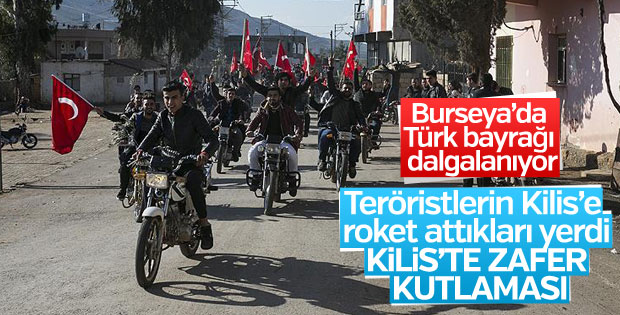 Kilis'te Türk bayraklı Burseya kutlaması