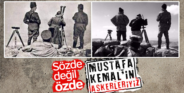 Zeytin Dalı Harekatı'ndaki Mehmetçiklerin Atatürk pozu