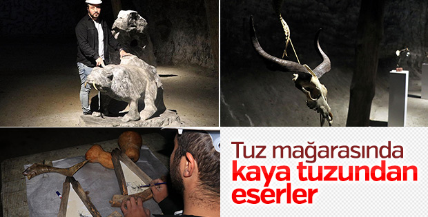 Yerin 150 metre altında atık malzemelerden eser yapıyor