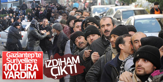 Suriyelilerin yardım ödeneği izdihamı