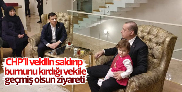 Cumhurbaşkanı Erdoğan'dan burnu kırılan vekile ziyaret