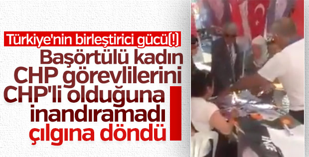 CHP'liler başörtülü kadını yalancılıkla suçladı
