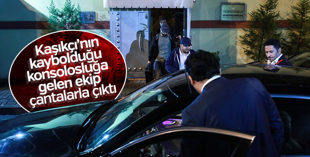 İstanbul'daki konsolosluğa gelen ekip çantalarla çıktı