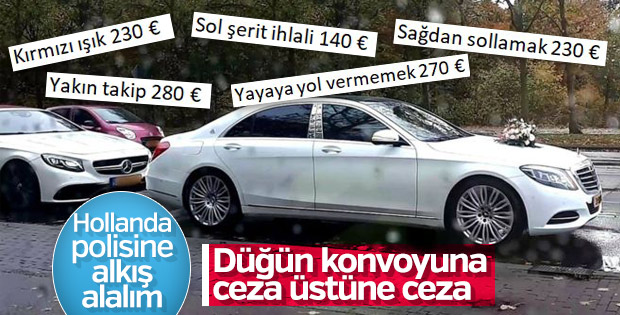 Hollanda'da Türk düğün konvoyuna ceza