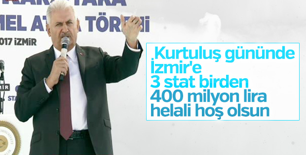 Binali Yıldırım İzmir'de statların temel atma töreninde