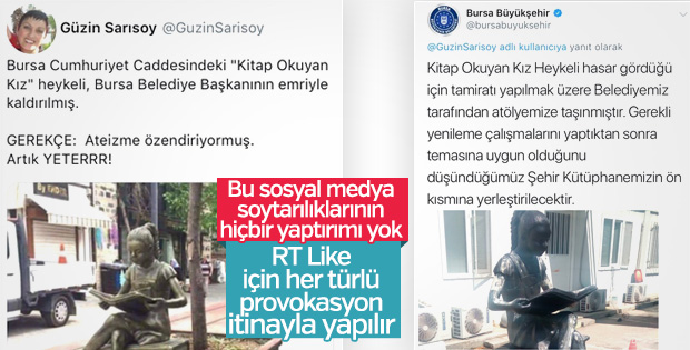 Bursa'da heykel üzerinden provokasyon