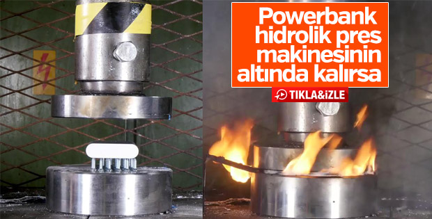 Powerbank hidrolik pres makinesiyle ezildi