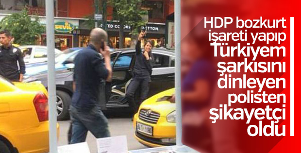 Kadın polis bozkurt işareti yaptı HDP'liler rahatsız oldu