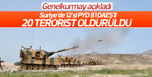 TSK: 12 PKK'lı 8 DAEŞ'lı terörist öldürüldü