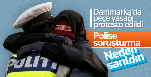 Danimarka'da peçeli kadına sarılan polise soruşturma