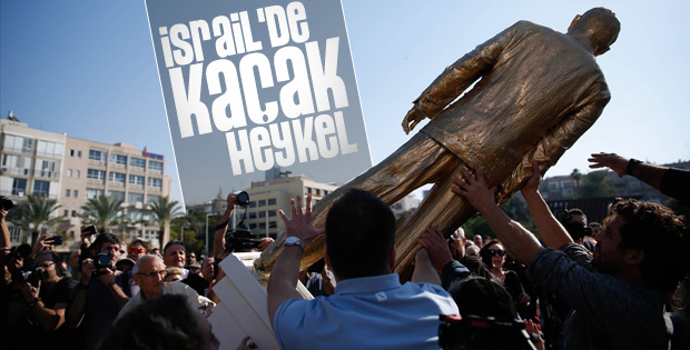 Tel Aviv'deki izinsiz Netanyahu heykeli kaldırıldı
