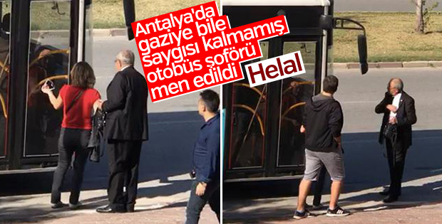 Antalya'da otobüs şoförü gaziyi zorla otobüsten indirdi