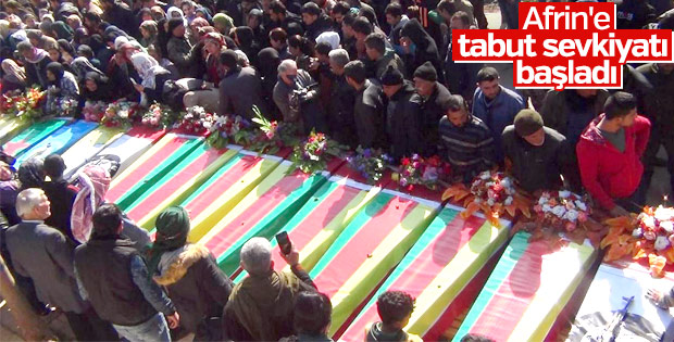 Afrin'de öldürülen teröristleri gömdüler